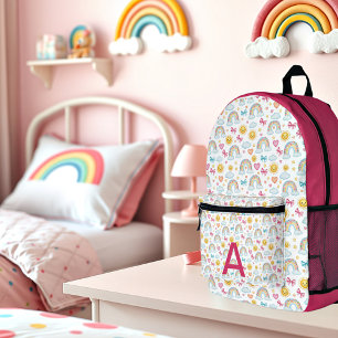 Mochila Impresa Monograma de patrón pastel femenino lindo
