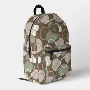 Mochila Impresa Monograma de patrones de formas orgánicas de tonos
