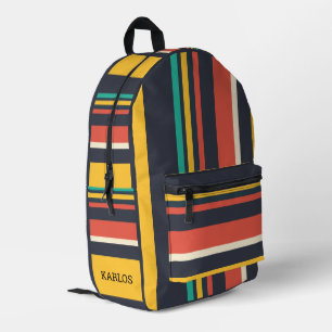 Mochila Impresa Monograma de patrones geométricos de franjas color
