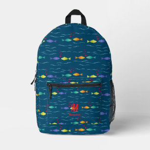 Mochila Impresa Monograma de pescado de mar curado
