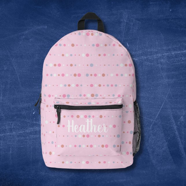 Mochila Impresa Monograma de puntos de polka rosados Girly (Subido por el creador)