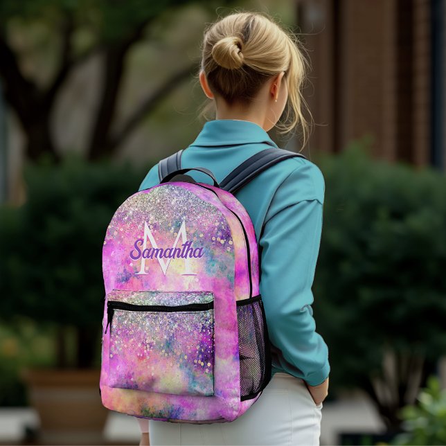 Mochila Impresa Monograma de purpurina de imitación plateada con i (Subido por el creador)