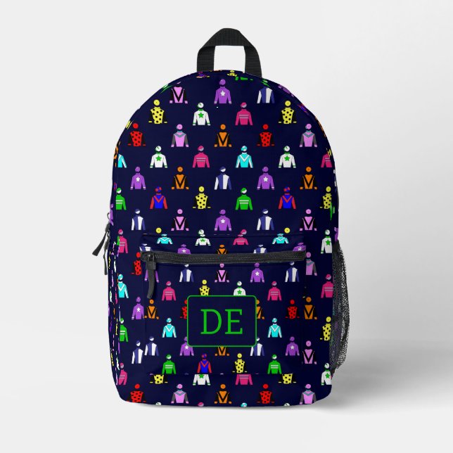 Mochila Impresa Monograma de seda jockey sobre Carreras de caballo (Anverso)