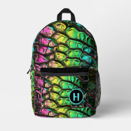 Mochila Impresa Monograma de serpiente Neon Rainbow Reptile
