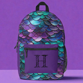 Mochila Impresa Monograma de sirena púrpura irlandesa