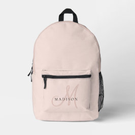 Mochila Impresa Monograma de sombra rosa delicado femenino elegant