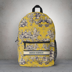 Mochila Impresa Monograma de toile amarillo de jouy de laca floral