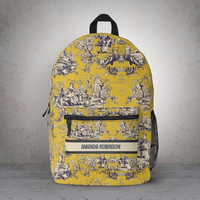 Mochila Impresa Monograma de toile amarillo de jouy de laca floral (Subido por el creador)