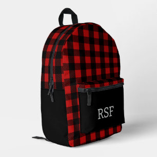 Mochila Impresa Monograma de tres letras de búfalo rojo