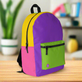 Mochila Impresa Monograma del arcoiris colorido de vuelta a la esc