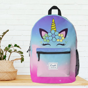 Mochila Impresa Monograma del arcoiris de Unicornio para chicas