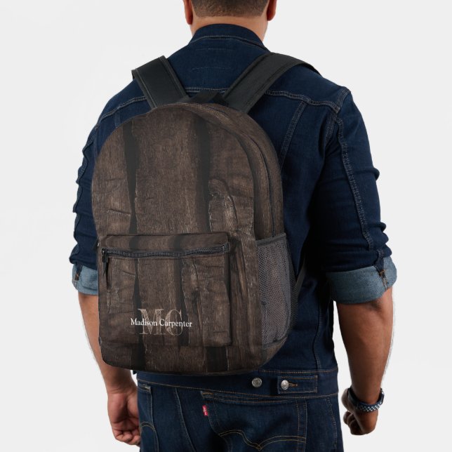 Mochila Impresa Monograma del carpintero de madera antigua de colo (Insitu (Modelo))