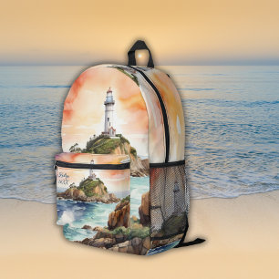 Mochila Impresa Monograma del faro de la bahía de Byron