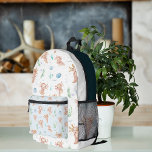 Mochila Impresa Monograma del patrón Axolotl de color agua suave<br><div class="desc">Diseño monocasco a la moda. Personaliza con tu nombre, monograma, inicial o texto. Perfecto para todo lo que vayas, ya sea que vayas en coche, al gimnasio o al aire libre. Diseñar mochilas personalizadas para la escuela, el trabajo o las aventuras salvajes. ¡Consigue uno por ti mismo! Prepárate para un...</div>