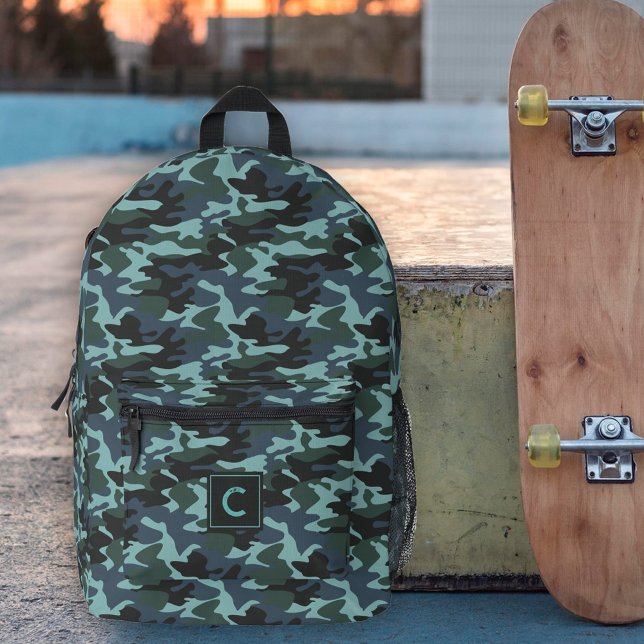 Mochila Impresa Monograma del patrón de camuflaje de Blue Aqua (Subido por el creador)