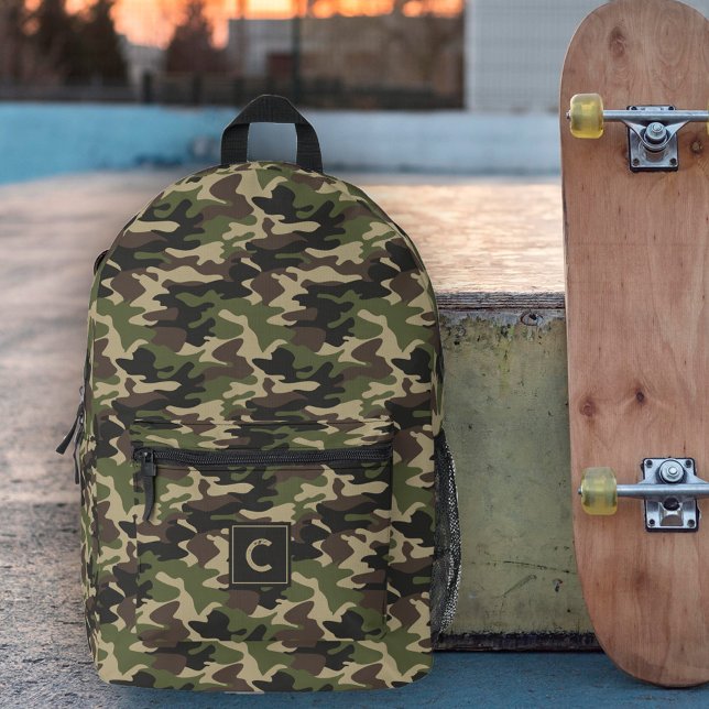 Mochila Impresa Monograma del patrón de camuflaje verde marrón (Subido por el creador)