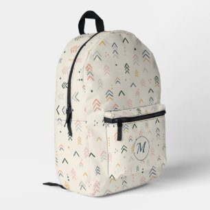 Mochila Impresa Monograma del patrón de flecha retro abstracto