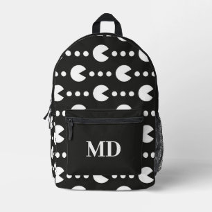 Mochila Impresa Monograma del patrón de juego negro y blanco