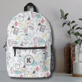 Mochila Impresa Monograma del patrón de la escuela de moda de moda