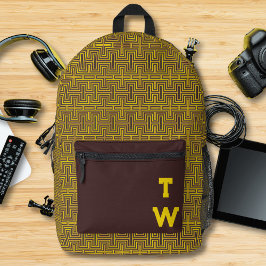 Mochila Impresa Monograma del patrón de mazmorra geométrica modern