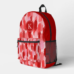 Mochila Impresa Monograma del patrón de pinceles de resumen rosado