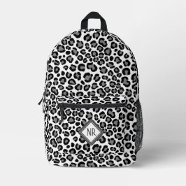 Mochila Impresa Monograma del patrón del leopardo blanco y negro