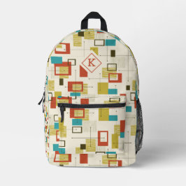 Mochila Impresa Monograma del patrón geométrico colorido de mediad