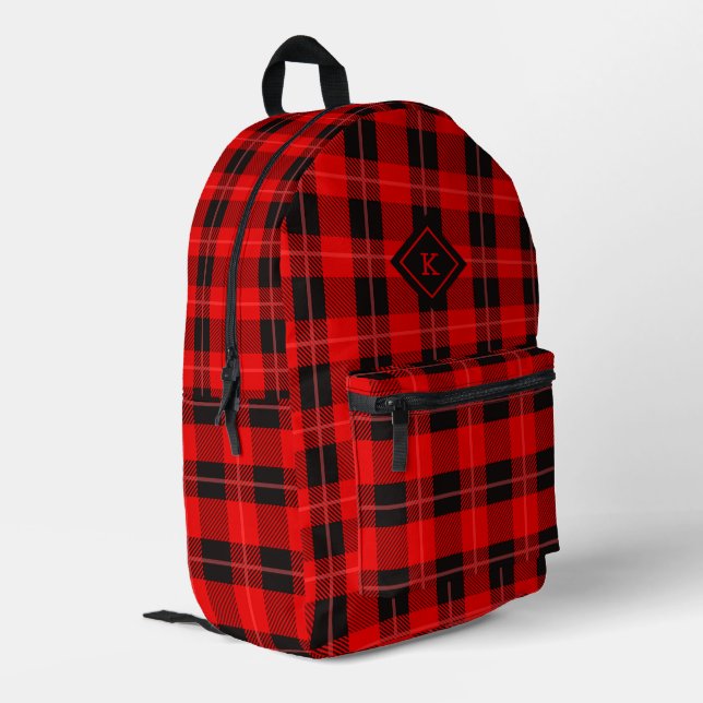 Mochila Impresa Monograma del patrón Tatran para Navidades rojos y (Esquina izquierda trasera)