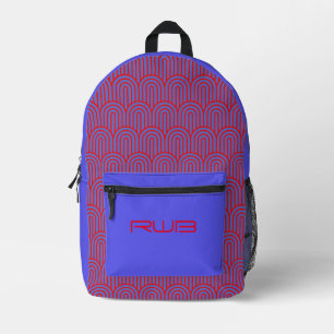 Mochila Impresa Monograma del Personalizado del arco rojo-azul