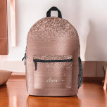 Mochila Impresa Monograma del Purpurina de oro rosa de Rubor<br><div class="desc">Aumente el estilo de su hijo con la mochila impresa del nombre del Purpurina de oro rosa rosado de Rubor. Esta atractiva mochila presenta un impresionante diseño rosa rubor con acentos rosas de purpurina dorado, personalizable con el nombre de su hijo para un toque personalizado. Está fabricado con materiales duraderos...</div>