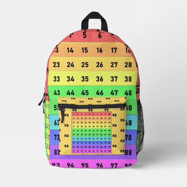 Mochila Impresa Monograma Diversión de estudiante matemática 1-100 (Anverso)