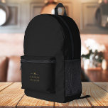 Mochila Impresa Monograma dorado negro | Elegante Minimalista mode<br><div class="desc">Un diseño simple y elegante de monograma personalizado en una tipografía minimalista moderna de oro sobre fondo negro. Las iniciales y el nombre del monograma se pueden personalizar fácilmente junto con la línea de funciones para hacer un diseño tan único como usted. El regalo o accesorio perfecto para cualquier ocasión....</div>