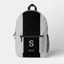 Mochila Impresa Monograma dos tonos negro moderno y gris