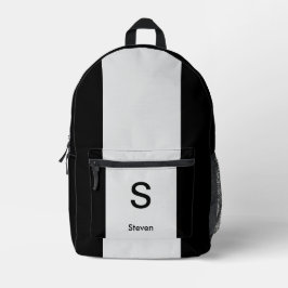 Mochila Impresa Monograma dos tonos negro moderno y gris claro