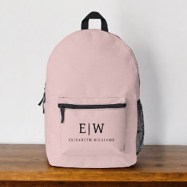 Mochila Impresa Monograma Elegante Minimalista Rosa Rubor