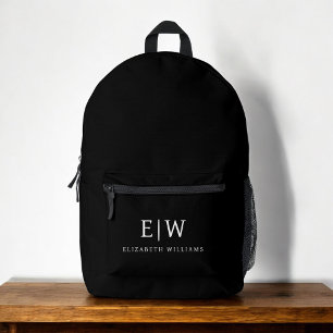 Mochila Impresa Monograma elegante negro mínimo