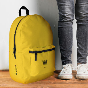 Mochila Impresa Monograma Escolar Amarillo Deportivo Elegante
