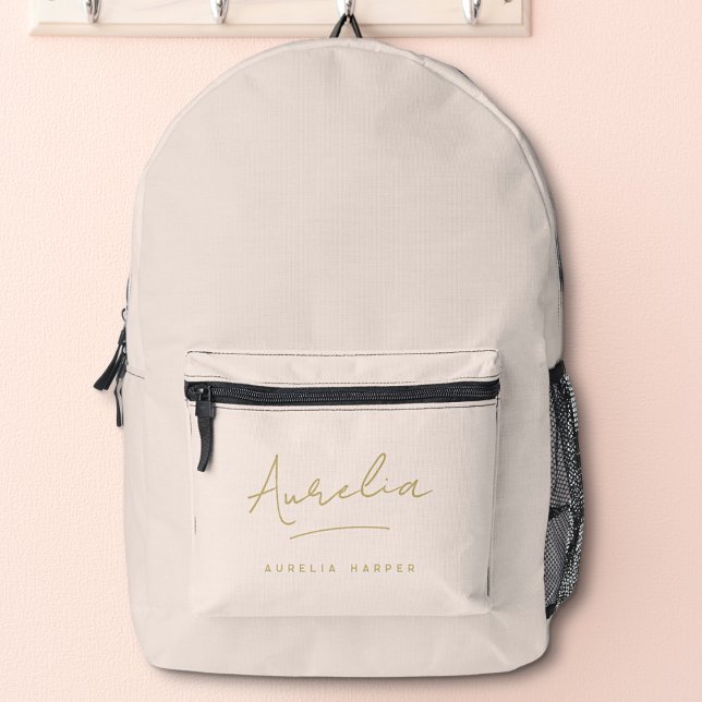 Mochila Impresa Monograma estilo moderno Rubor con guión de oro ro (Subido por el creador)