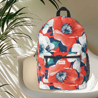 Monograma floral azul y rojo superdimensionado mod