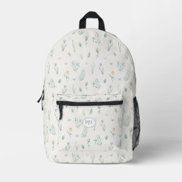 Mochila Impresa Monograma floral de acuarela botánica elegante con