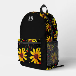 Mochila Impresa Monograma floral de flor amarilla
