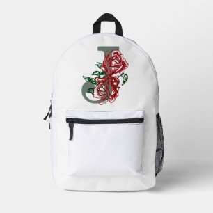 Mochila Impresa Monograma floral J letra mayúscula