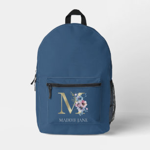 Mochila Impresa Monograma Floral Nombre M