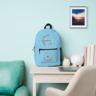 Mochila Impresa Monograma floral personalizado minimalista