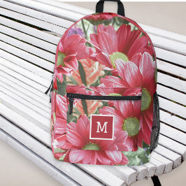 Mochila Impresa Monograma Flores Rosa Flores Florales Guay Elegant