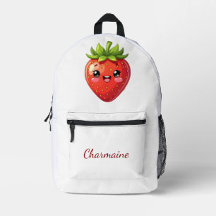 Mochila Impresa Monograma fresa kawaii linda