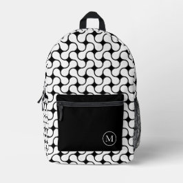 Mochila Impresa Monograma geométrico moderno negro y blanco