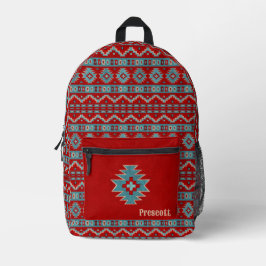 Mochila Impresa Monograma geométrico y turquesa del suroeste