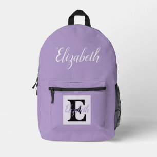 Mochila Impresa Monograma Girly y Nombre equipaje morado rosa