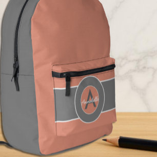 Mochila Impresa Monograma gris rosado personalizado